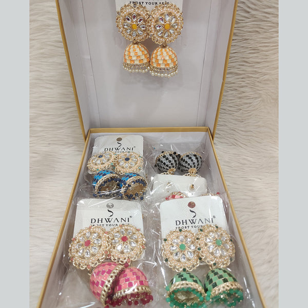 Dhwani Gold Plated Kundan And Meenakari Jhumki Earrings (Assorted Color)