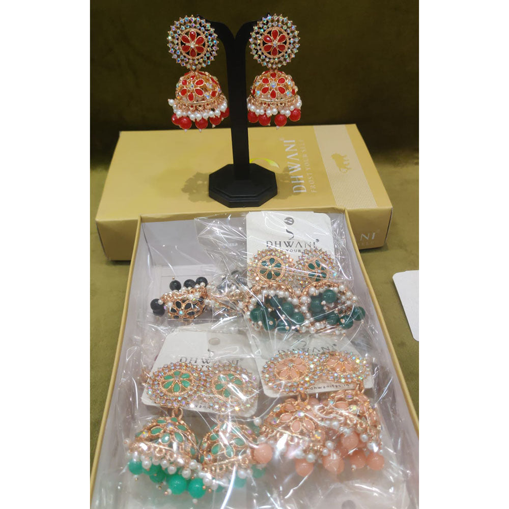 Dhwani Designer Rainbow Austrian Pearl And Beads Jhumki Earrings 