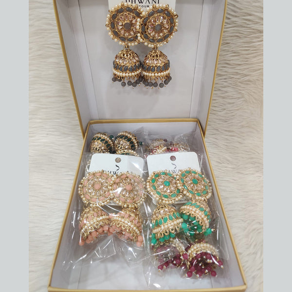 Dhwani Gold Plated Crystal Stone Jhumki Earrings (Assorted Color)