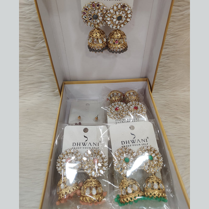 Dhwani Gold Plated Mirror Jhumki Earrings (Assorted Color)