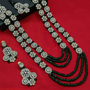 Knigght angel  Gold Plated Austrian Stone And Pearl Long Necklace Set