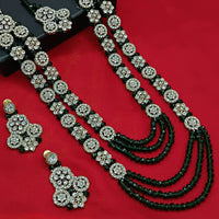 Knigght angel  Gold Plated Austrian Stone And Pearl Long Necklace Set