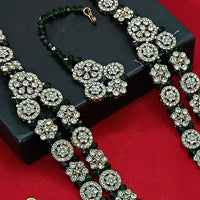 Knigght angel  Gold Plated Austrian Stone And Pearl Long Necklace Set