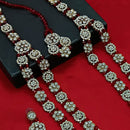 Knigght angel  Gold Plated Austrian Stone And Pearl Long Necklace Set