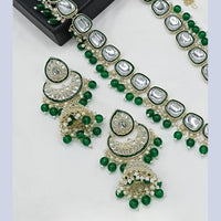 Knigght angel  Gold Plated Kundan Stone And Beads Necklace Set