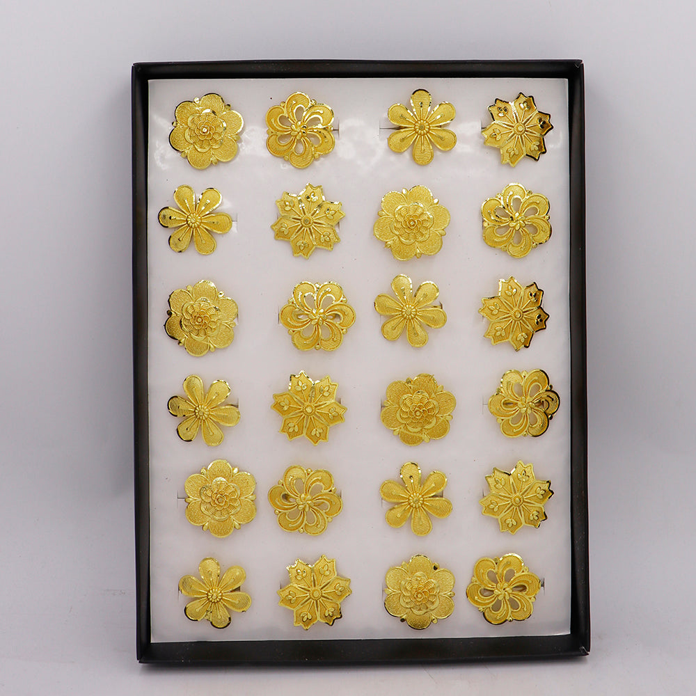 Mahavir Gold Plated Assorted Design Ring (Pack of 6)