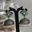 Pusti Art & Craft Multi Color Meenakari Oxidised Plated Jhumki Earrings