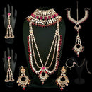 Tip Top Fashions Maroon Beads Kundan Bridal Set - 1002388B