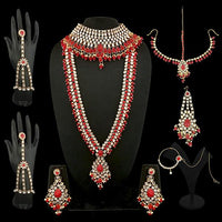14Fashions Red Stone Kundan Bridal Set