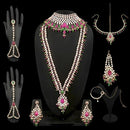 Tip Top Fashions Pink Stone Kundan Bridal Set - 1002391C