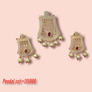 Padmawati Bangles Gold Plated Pota Stone And Pearl Pendant Set