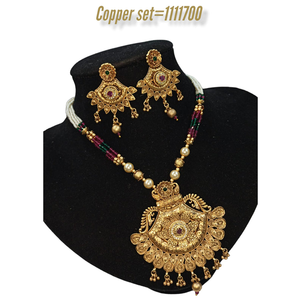 Padmawati Bangles Copper  Pota Stone Choker Necklace Set