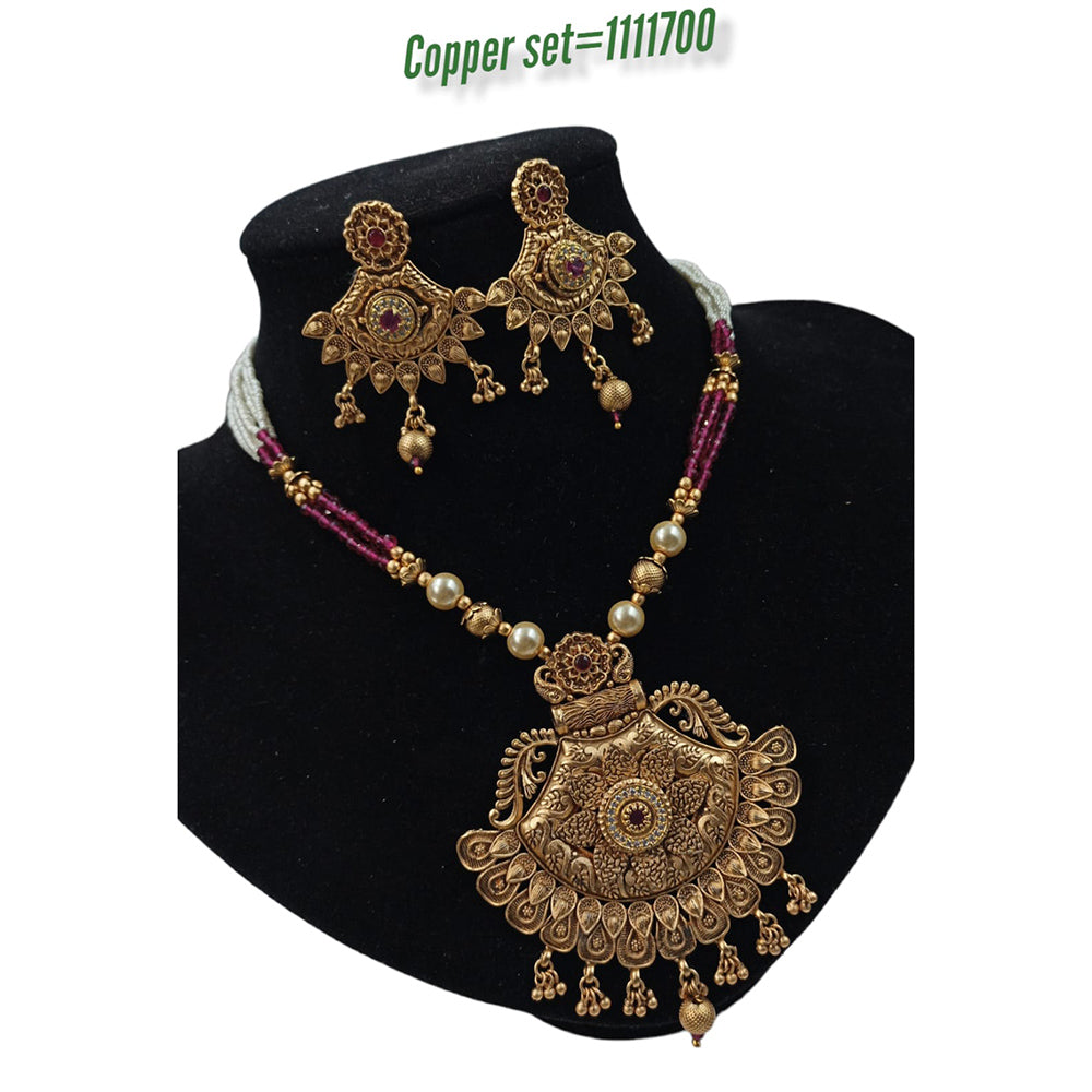 Padmawati Bangles Copper  Pota Stone Choker Necklace Set