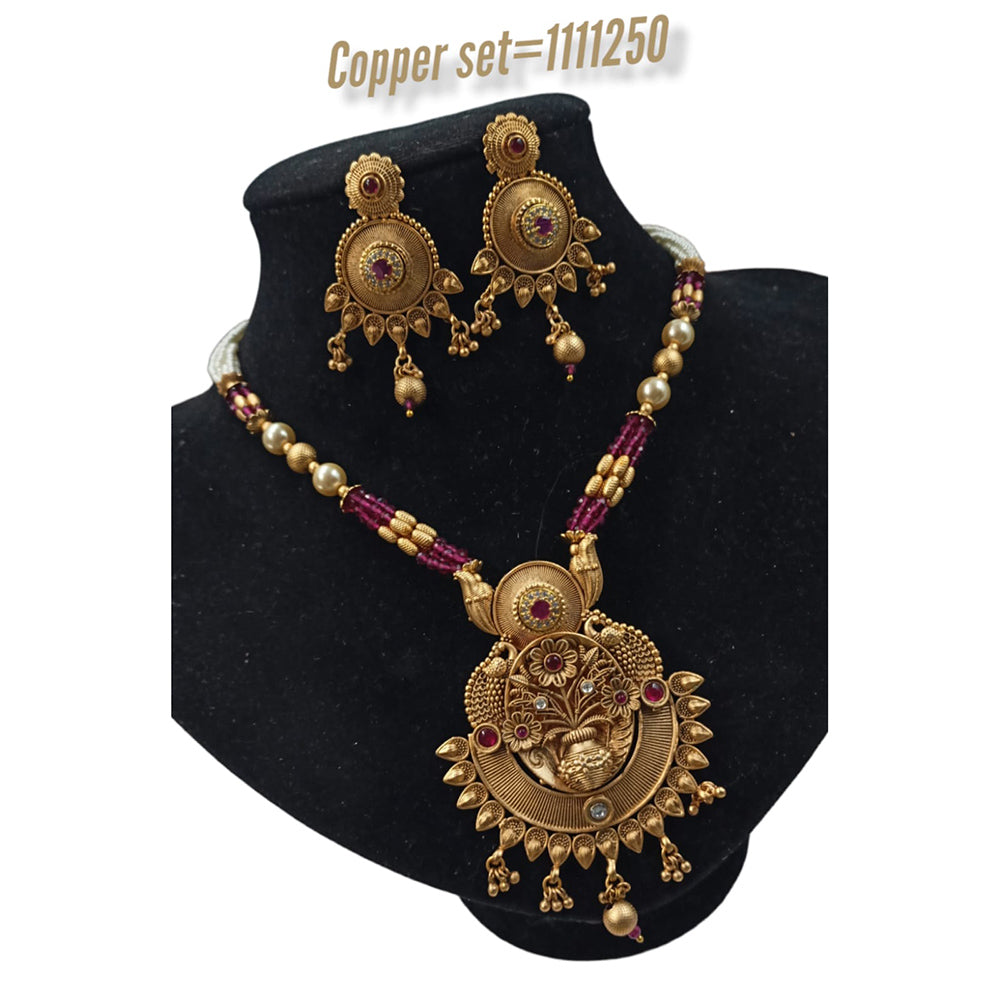 Padmawati Bangles Copper  Pota Stone Choker Necklace Set
