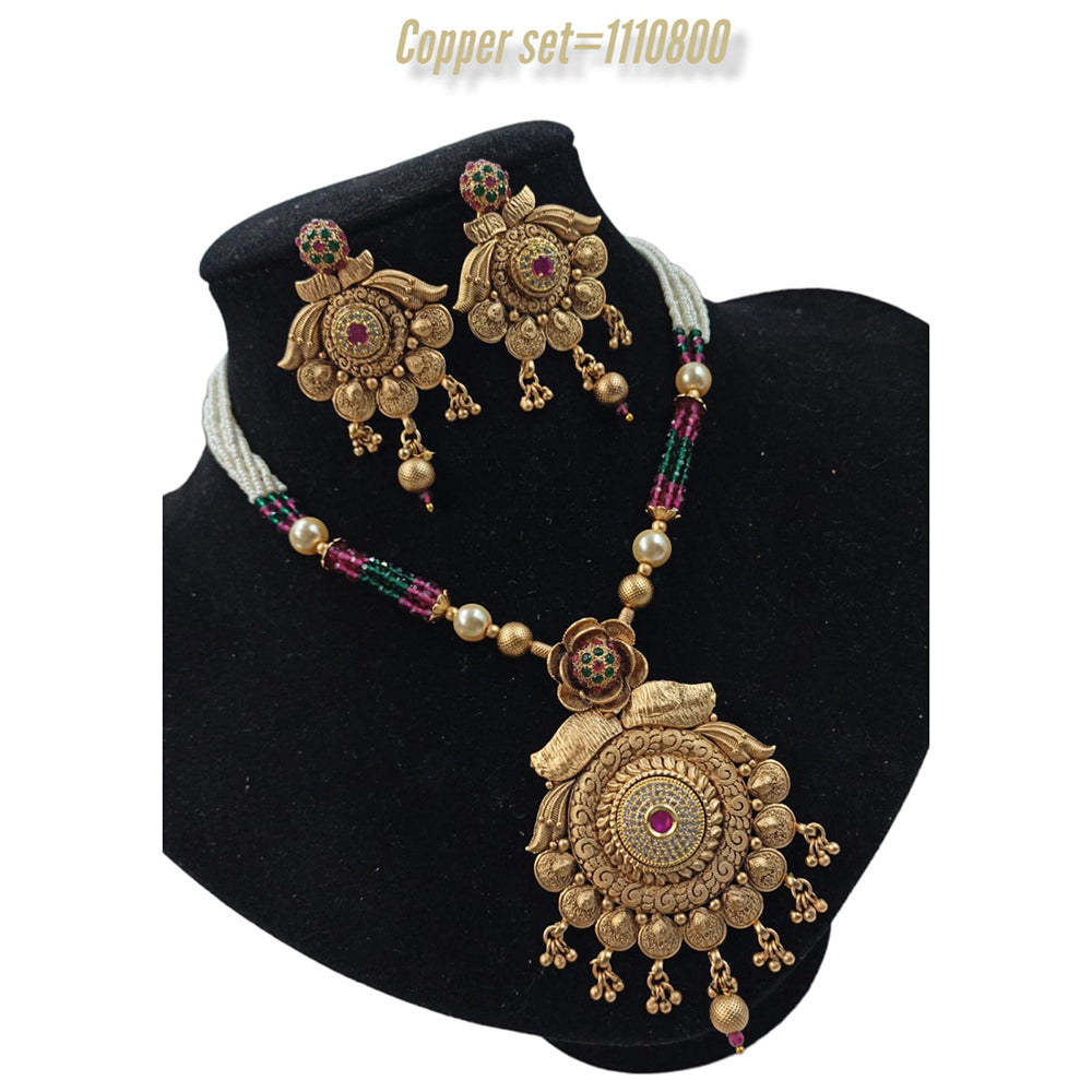 Padmawati Bangles Copper  Pota Stone Choker Necklace Set