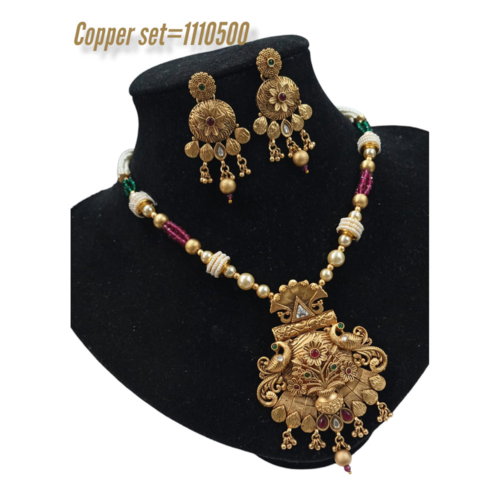 Padmawati Bangles Copper  Pota Stone Choker Necklace Set
