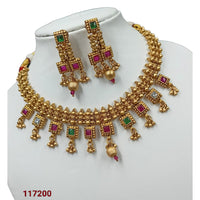 Padmawati Bangles Pota Stone Gold Plated Necklace Set