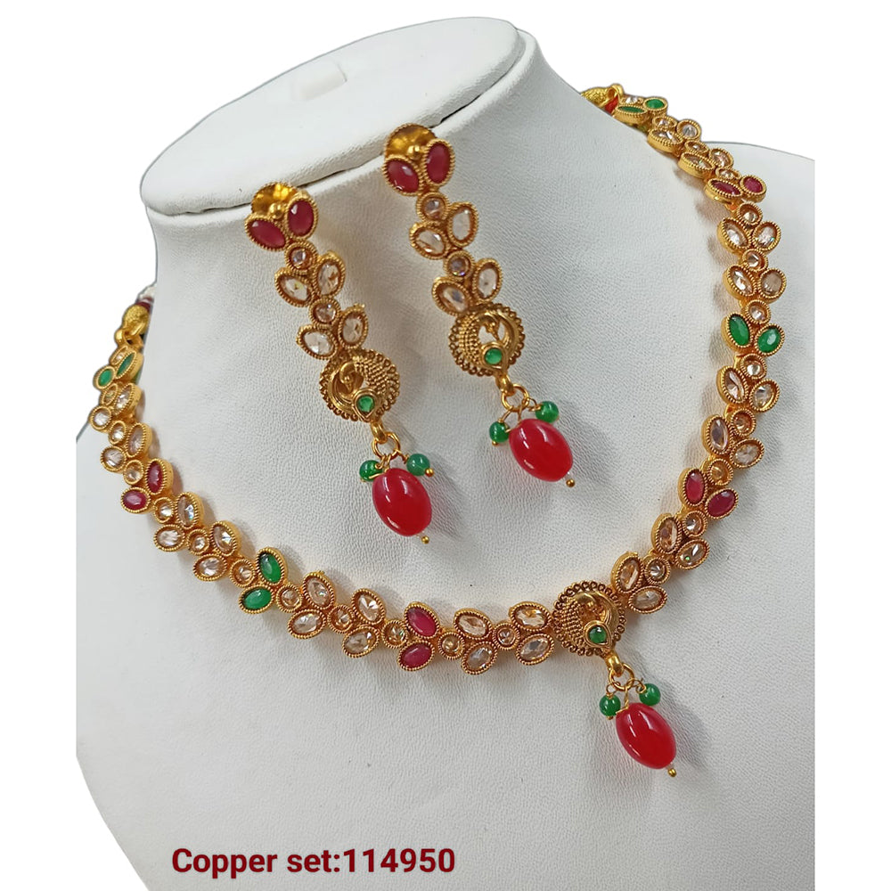 Padmawati Bangles Pota Stone Copper Necklace Set