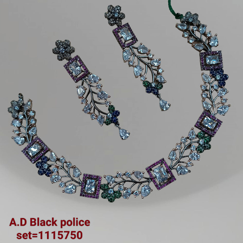 Padmawati Bangles Black Polish AD Stone  Choker Necklace Set