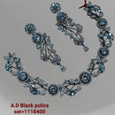 Padmawati Bangles Black Polish AD Stone  Choker Necklace Set