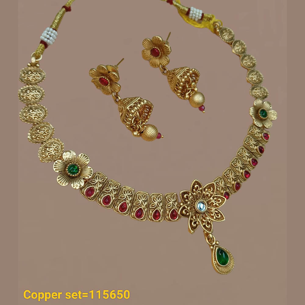 Pota Stone Gold Plated Choker Necklace Set