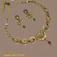 Pota Stone Gold Plated Choker Necklace Set - 10311302