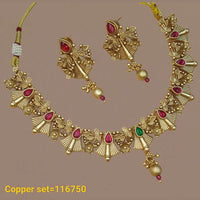 Pota Stone Gold Plated Choker Necklace Set - 10311307