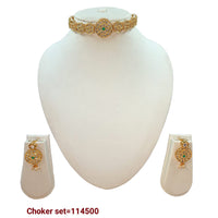 Padmawati Bangles Kundan Stone Gold Plated Necklace Set