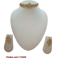 Padmawati Bangles Kundan Stone Gold Plated Necklace Set