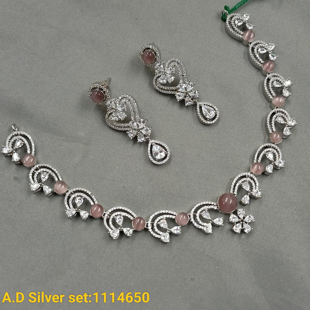 Padmavati Bangles Silver Plated AD Stone Necklace Set