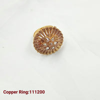 Padmawati Bangles Copper Gold Plated Pota Stone Adjustable Ring