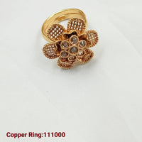 Padmawati Bangles Copper Gold Plated Pota Stone Adjustable Ring