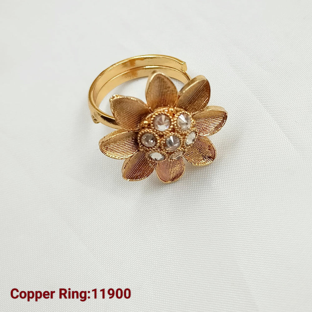 Padmawati Bangles Copper Gold Plated Pota Stone Adjustable Ring
