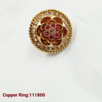 Padmawati Bangles Copper Gold Plated Pota Stone Adjustable Ring