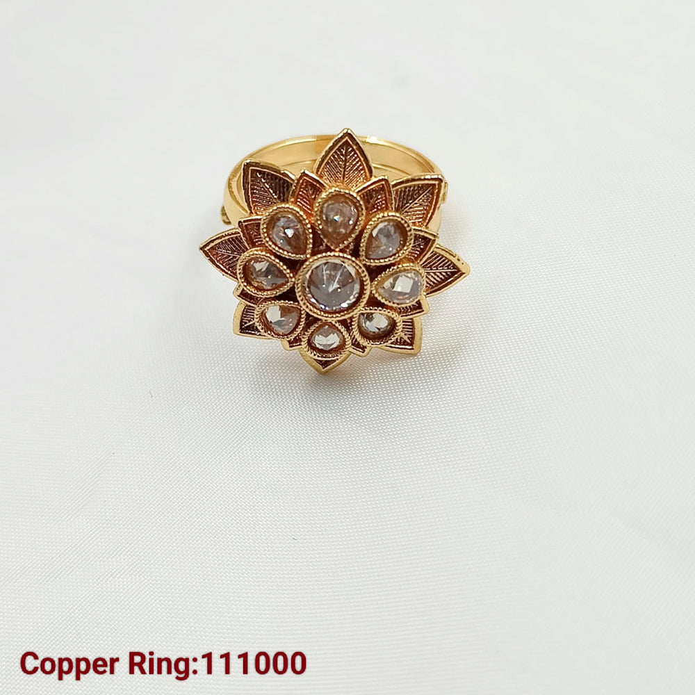 Padmawati Bangles Copper Gold Plated Pota Stone Adjustable Ring