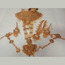 Neetu Art Gold Plated Red Stone And Kundan Bridal Jewellery Set for Women