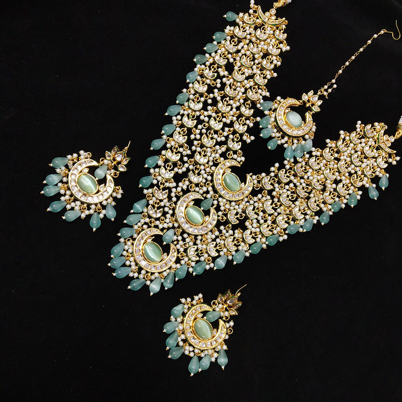 Manisha Jewellery Gold Plated Kundan Stone Beads Long Necklace Set