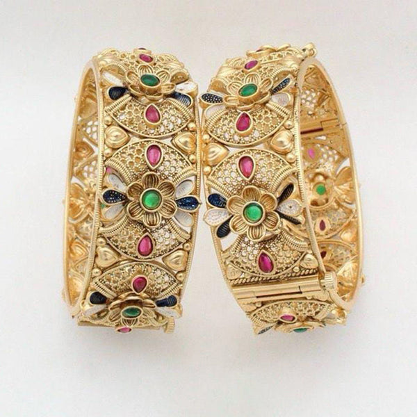 Manisha Jewellery Gold Plated Pota Openable Bangles Set