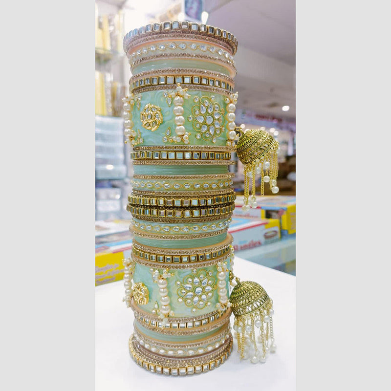 Manisha Jewellery Gold Plated Kundan And Mirror Bangles Set
