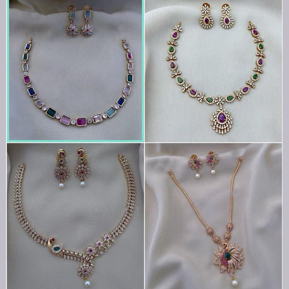 F S Collection Gold Plated Necklace Combo Set