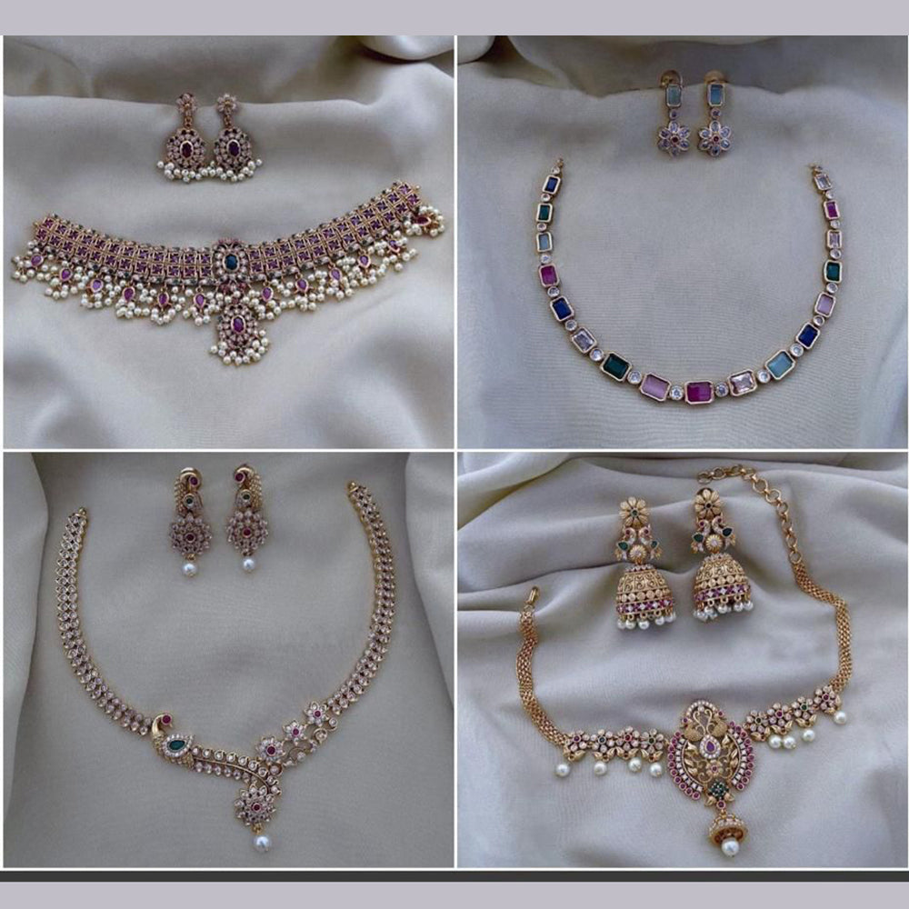 F S Collection Gold Plated Necklace Combo Set