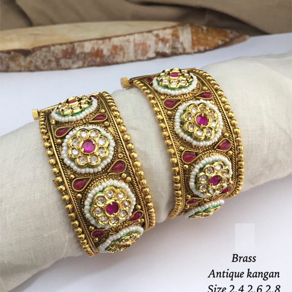 H K Fashion Austrian Stone Gold Bangles ( 1gram kangan  )