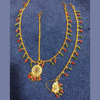 H K Fashion Gold Plated Maangtikka & Nose Ring