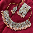 India Art Gold Plated Kundan Stone & Beads Choker Necklace Set