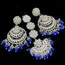 India Art Gold Plated Kundan Stone Earrings With Mangtikka