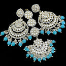 India Art Gold Plated Kundan Stone Earrings With Mangtikka