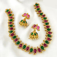 India Art  Gold  Plated  Pota Stone  Necklace  Set
