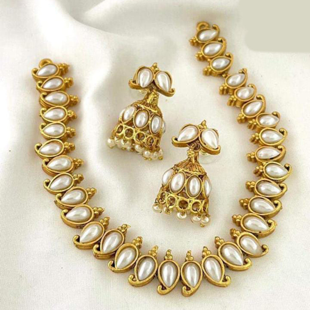 India Art  Gold  Plated  Pota Stone  Necklace  Set