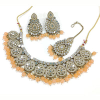 Pooja Bangles Gold Plated Mirror & Beads Necklace Set