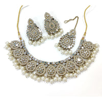 Pooja Bangles Gold Plated Mirror & Beads Necklace Set